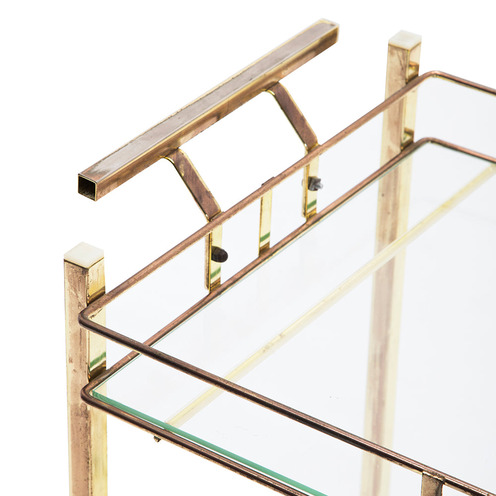 Gold Rectangle Rolling Cart