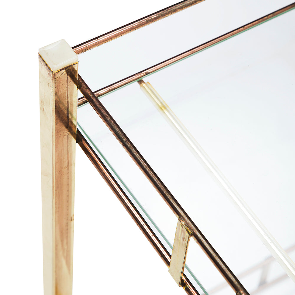 Gold Rectangle Rolling Cart