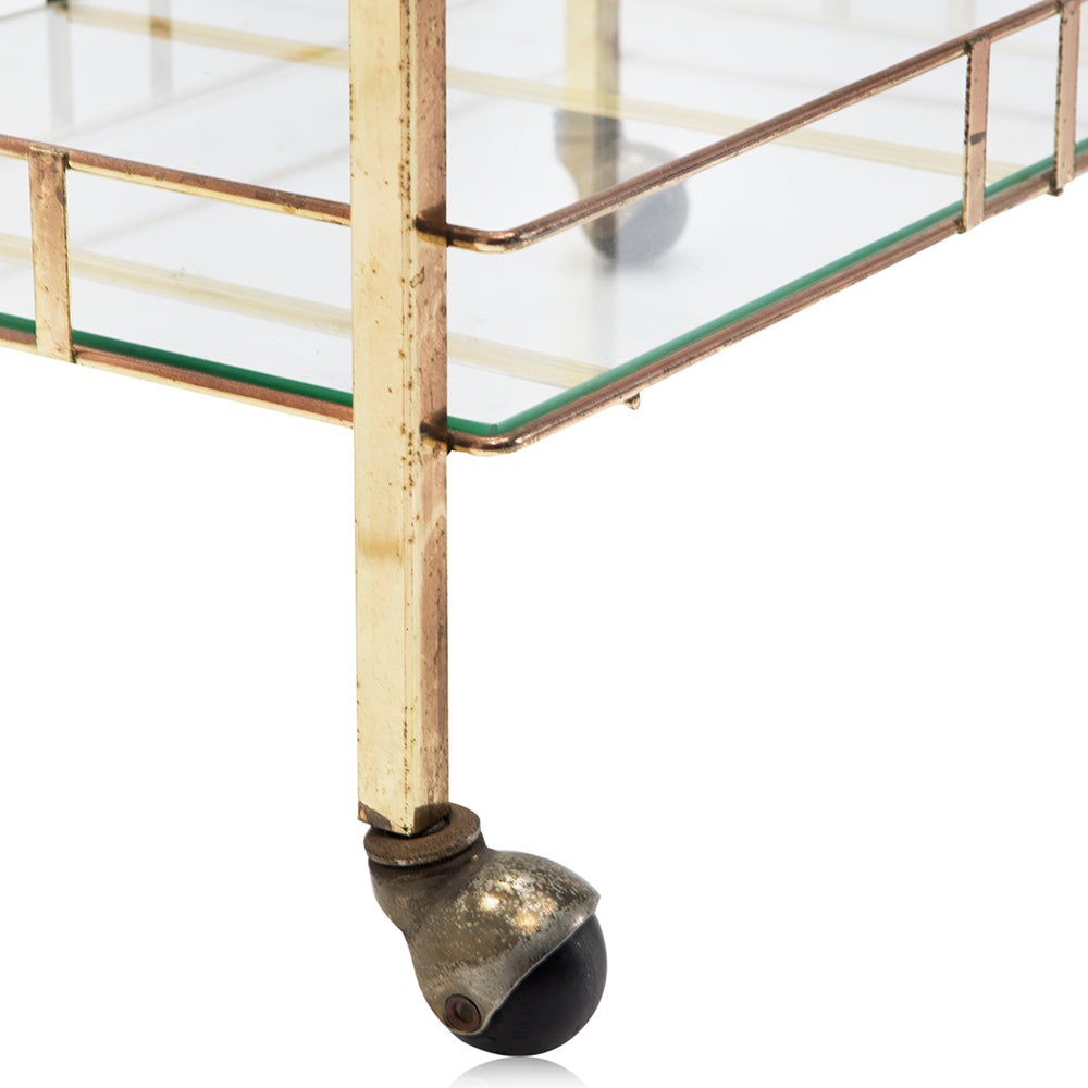 Gold Rectangle Rolling Cart