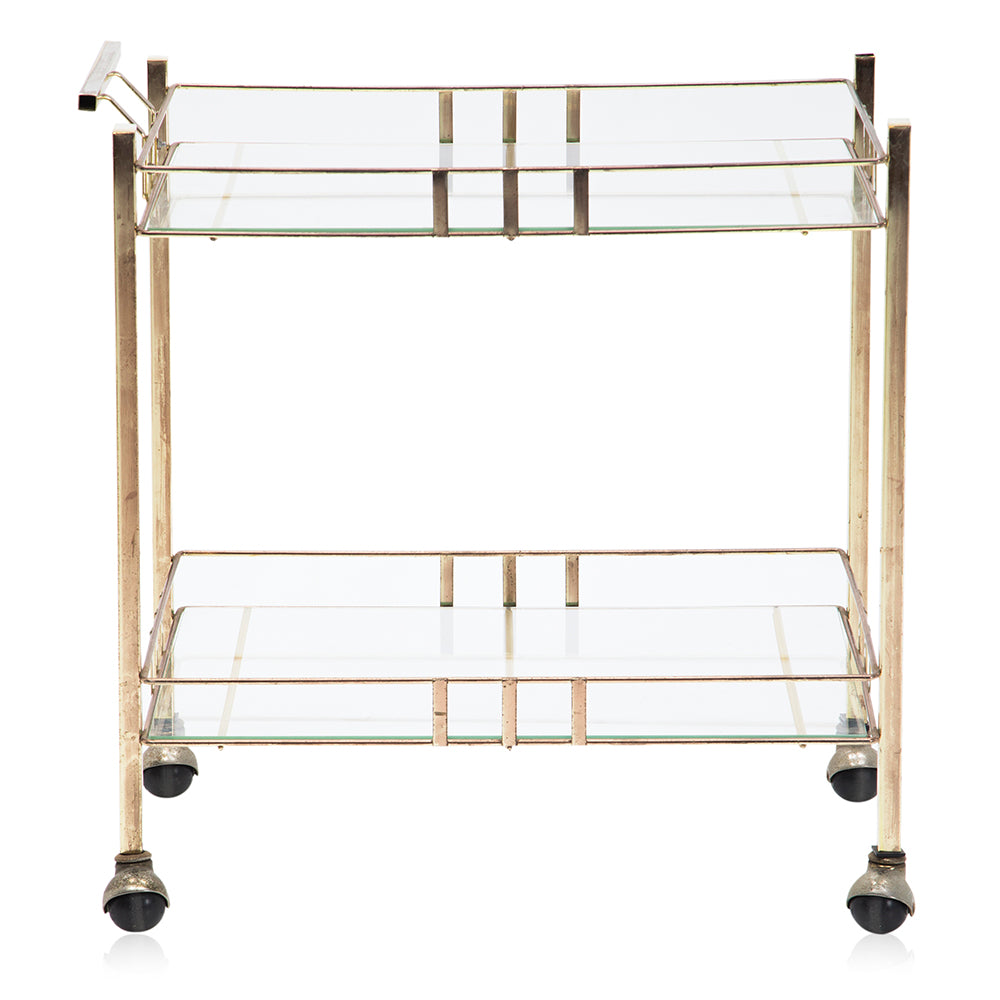 Gold Rectangle Rolling Cart