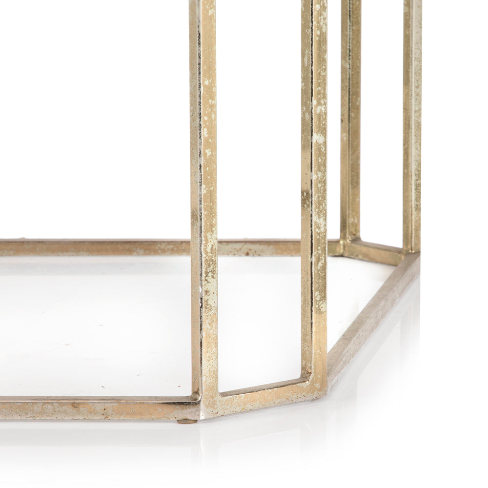 Wood & Brass Deco Side Table
