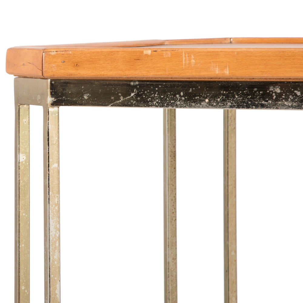 Wood & Brass Deco Side Table