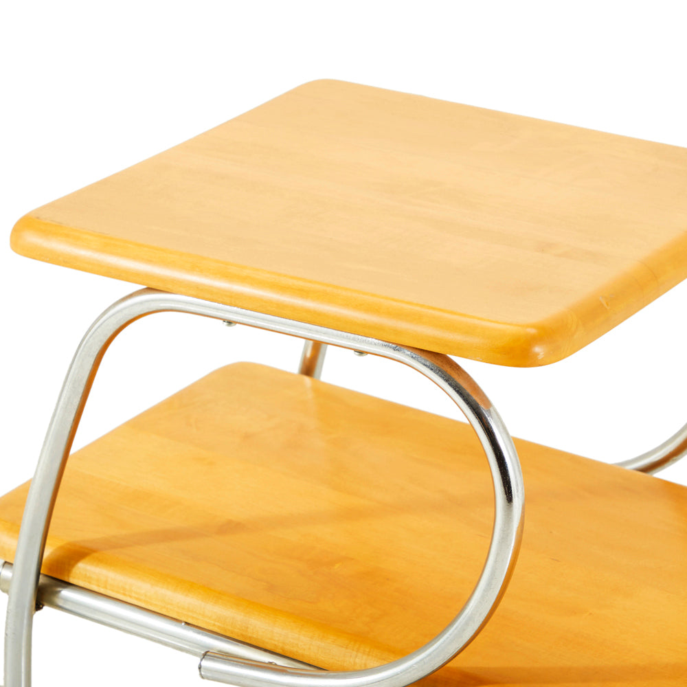 Wood and Chrome 2-Tier Side Table