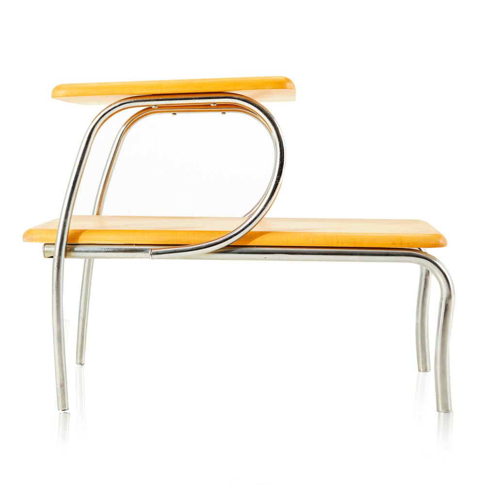 Wood and Chrome 2-Tier Side Table