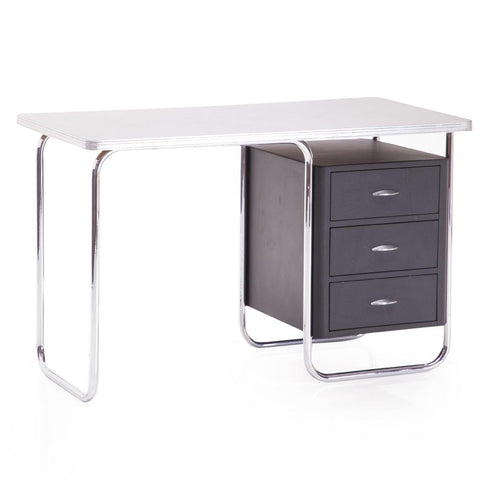 Black Top Chrome Texaco Desk with Three Drawers