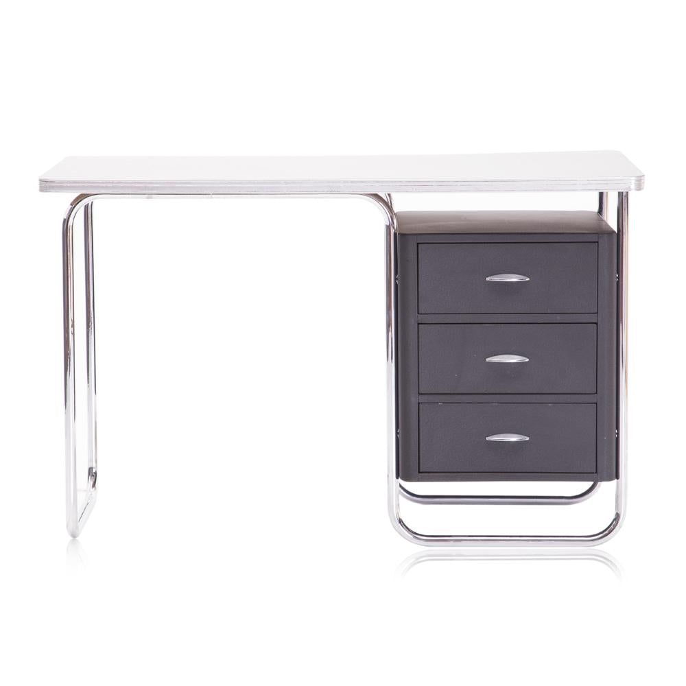 Black Top Chrome Texaco Desk with Three Drawers