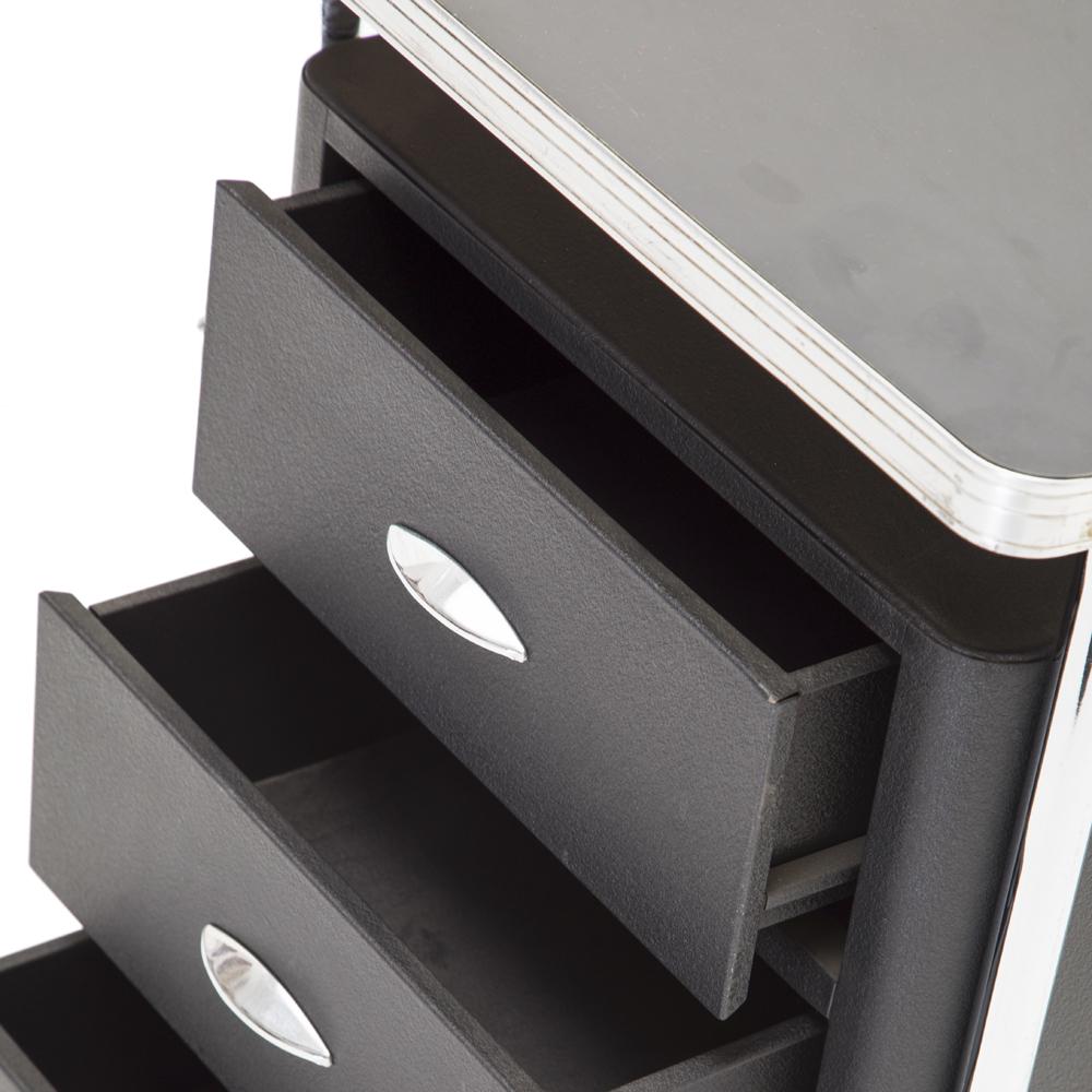 Black Top Chrome Texaco Desk with Three Drawers