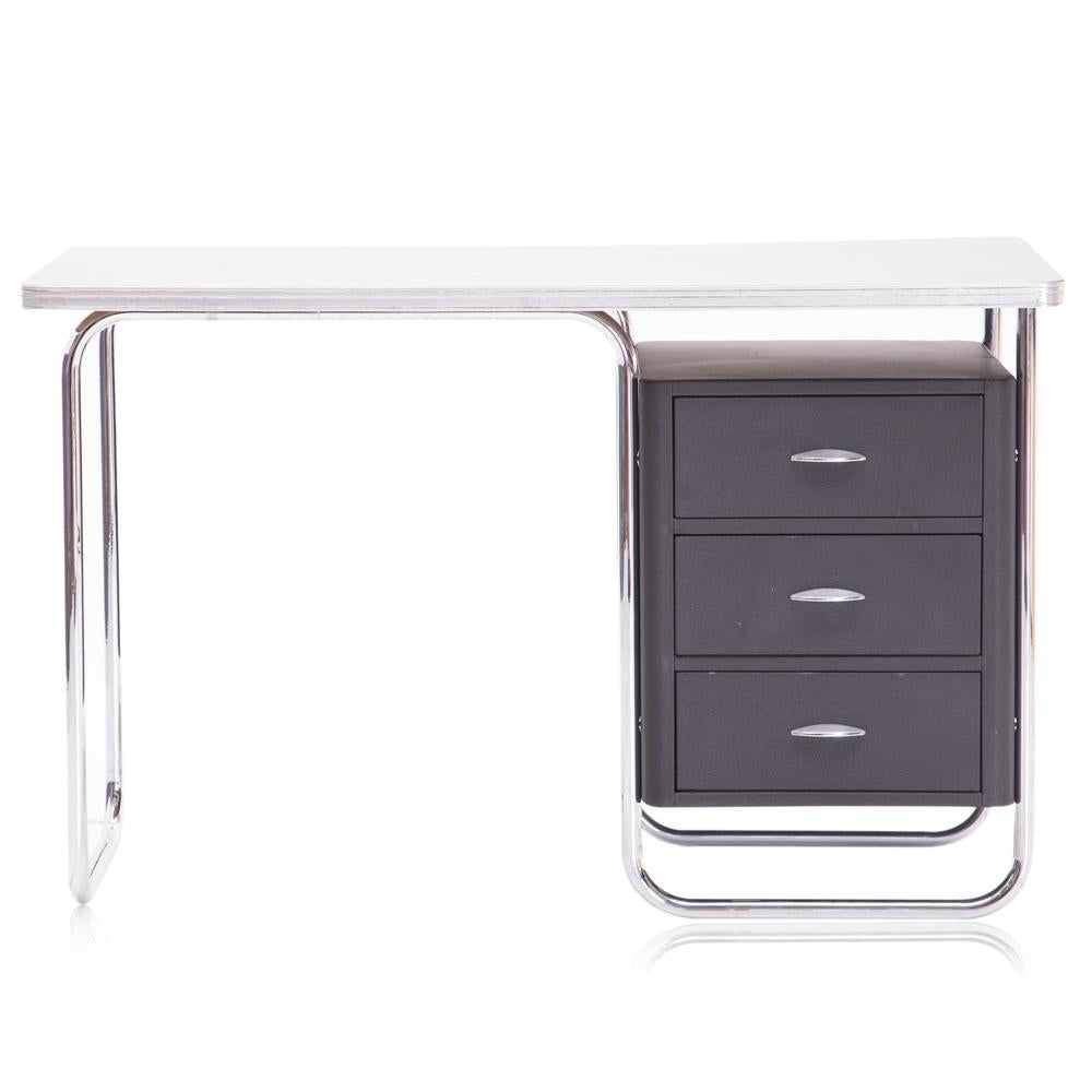 Black Top Chrome Texaco Desk with Three Drawers