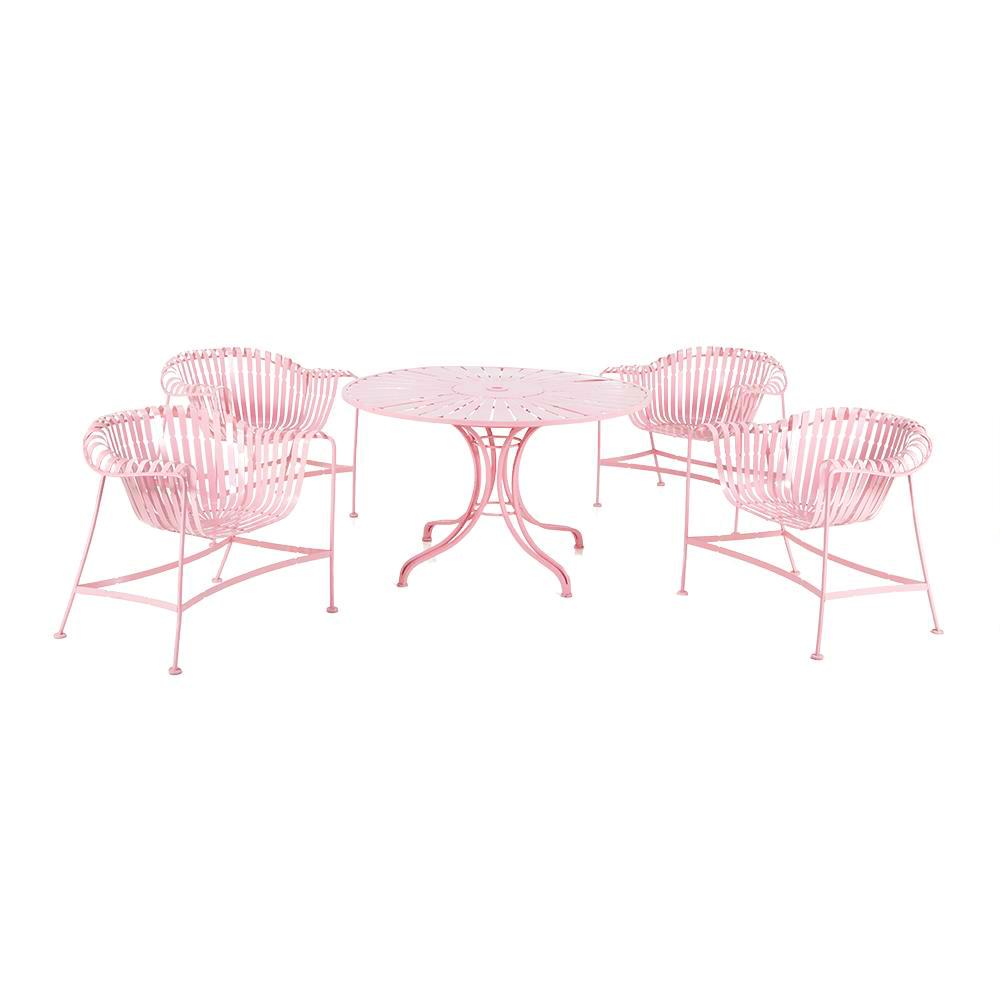Pink Metal Round Outdoor Table