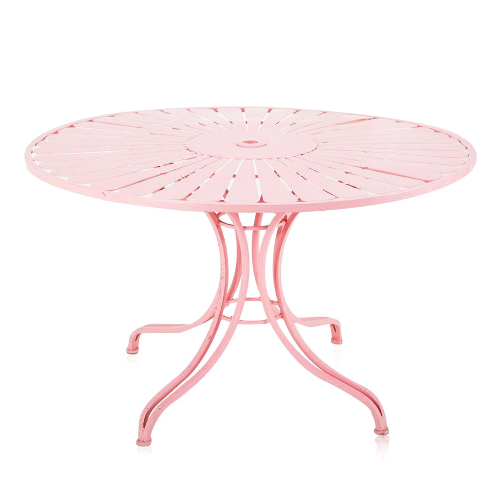 Pink Metal Round Outdoor Table