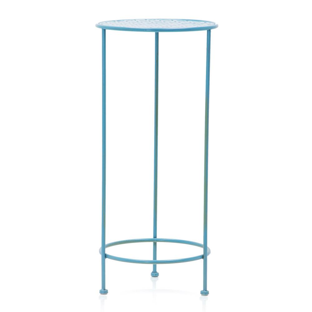 Blue & Orange Three Tier Metal Side Table Set