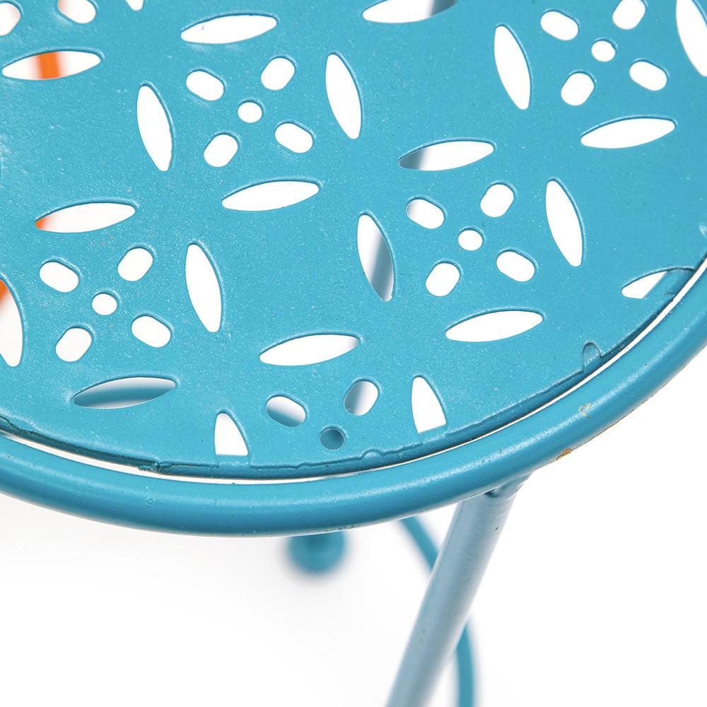 Blue & Orange Three Tier Metal Side Table Set