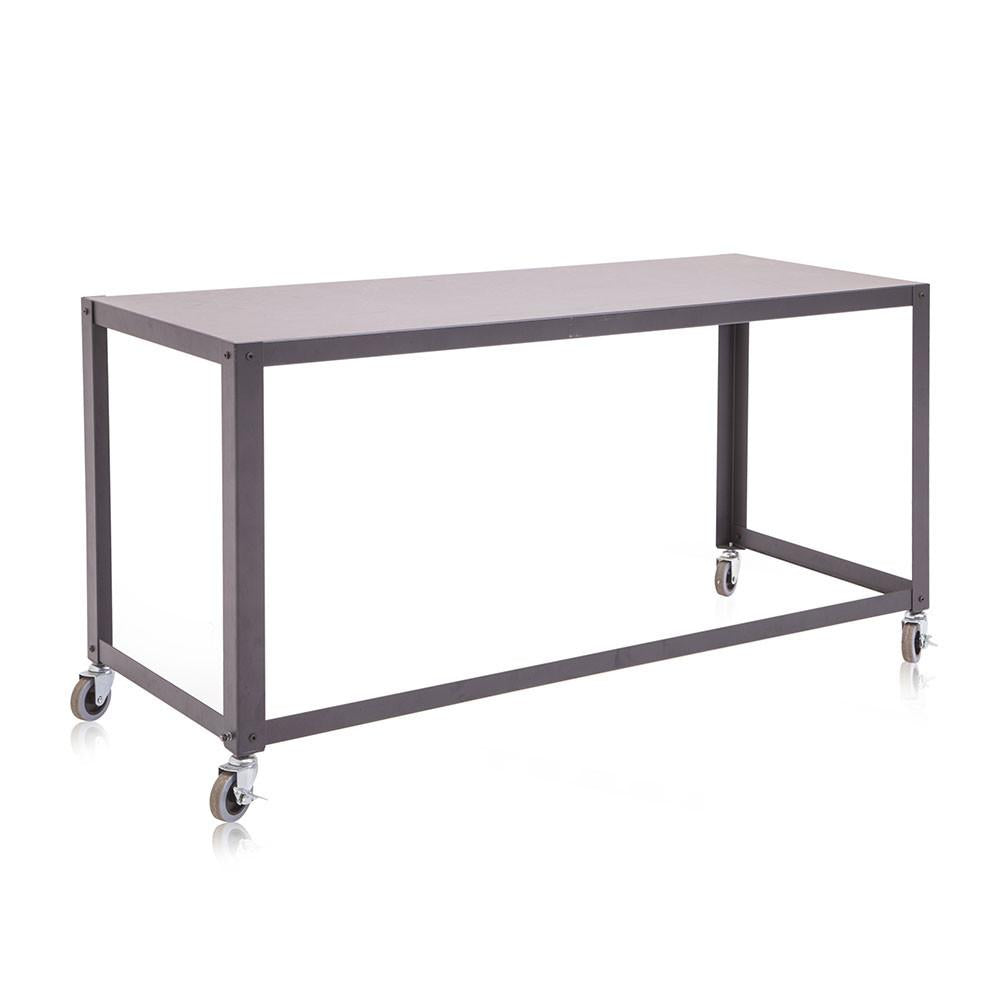 Charcoal Black Metal Rolling Desk Table