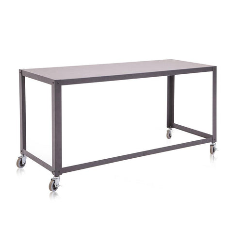 Charcoal Black Metal Rolling Desk Table