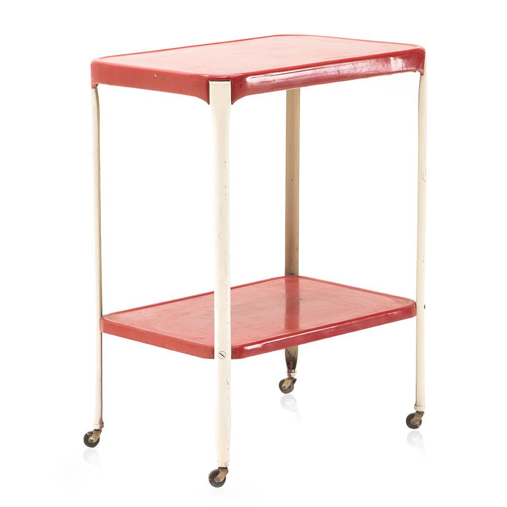 Red Vintage Kitchen Rolling Cart