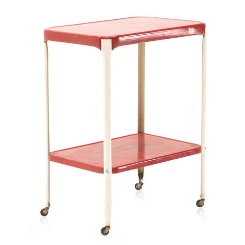 Red Vintage Kitchen Rolling Cart