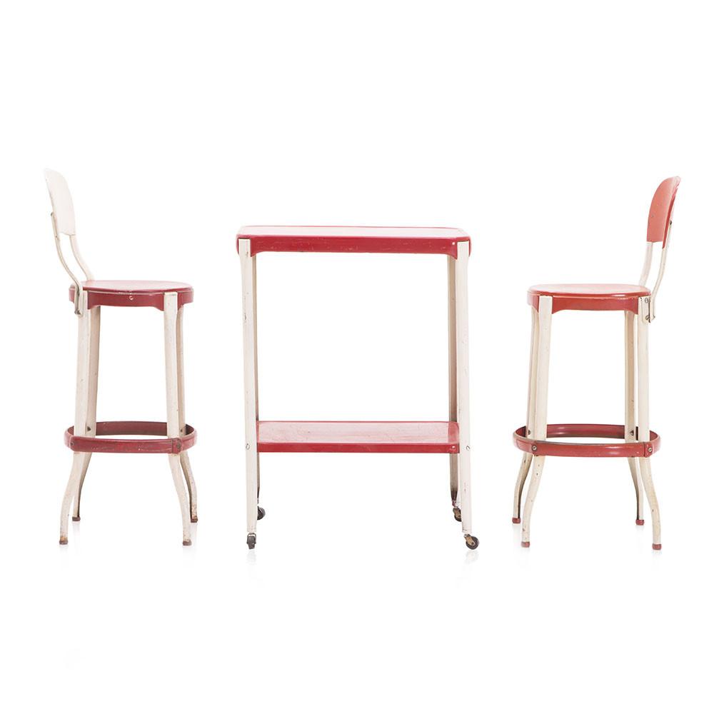 Red Vintage Kitchen Rolling Cart