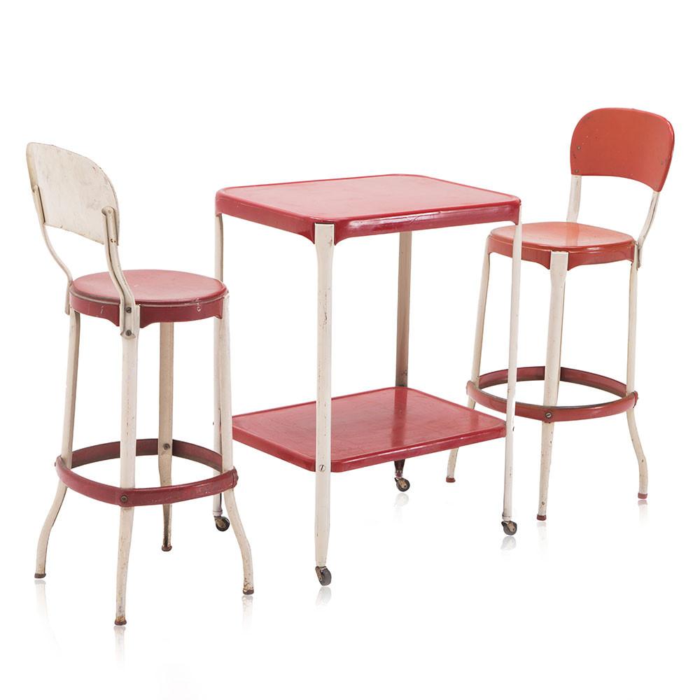 Red Vintage Kitchen Rolling Cart