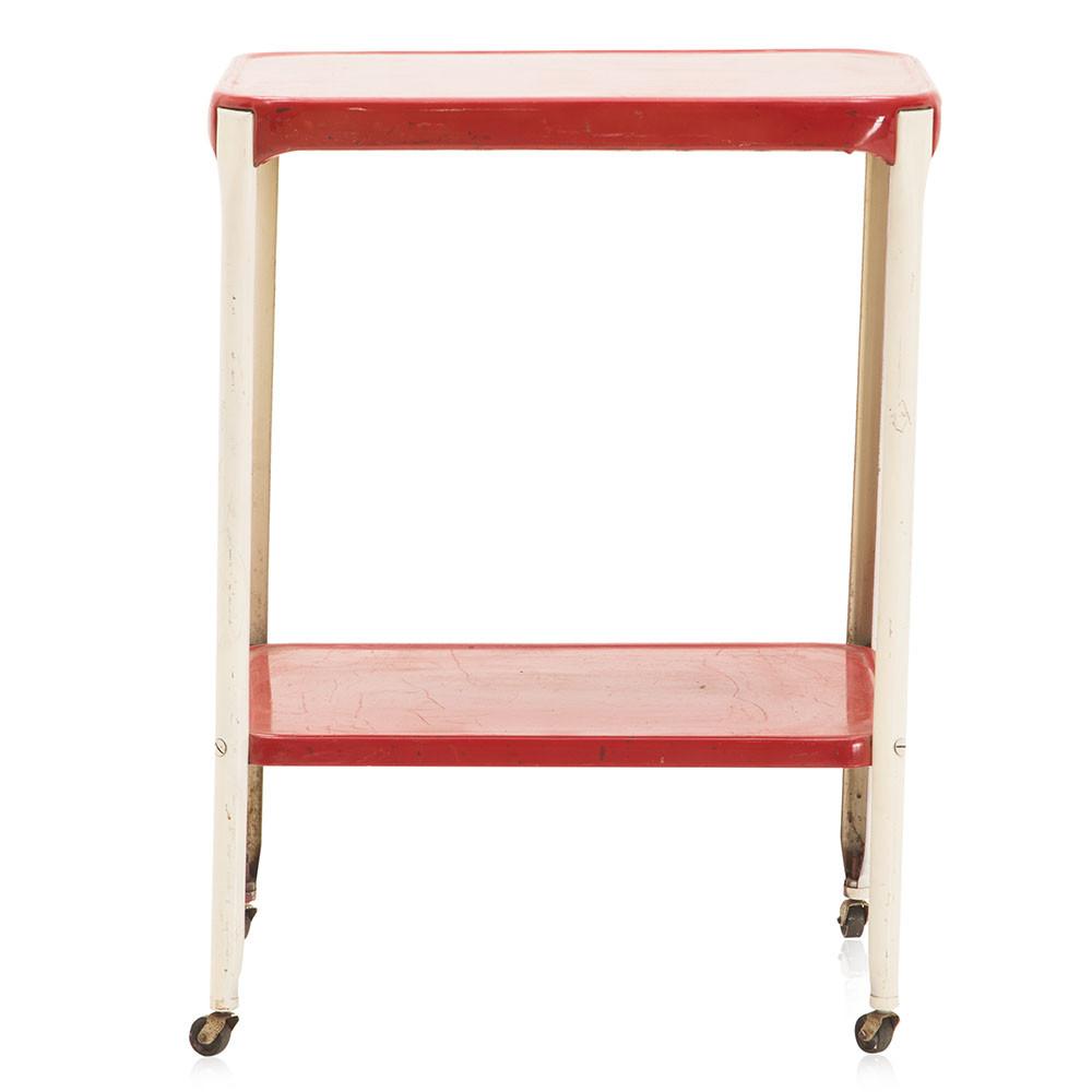 Red Vintage Kitchen Rolling Cart