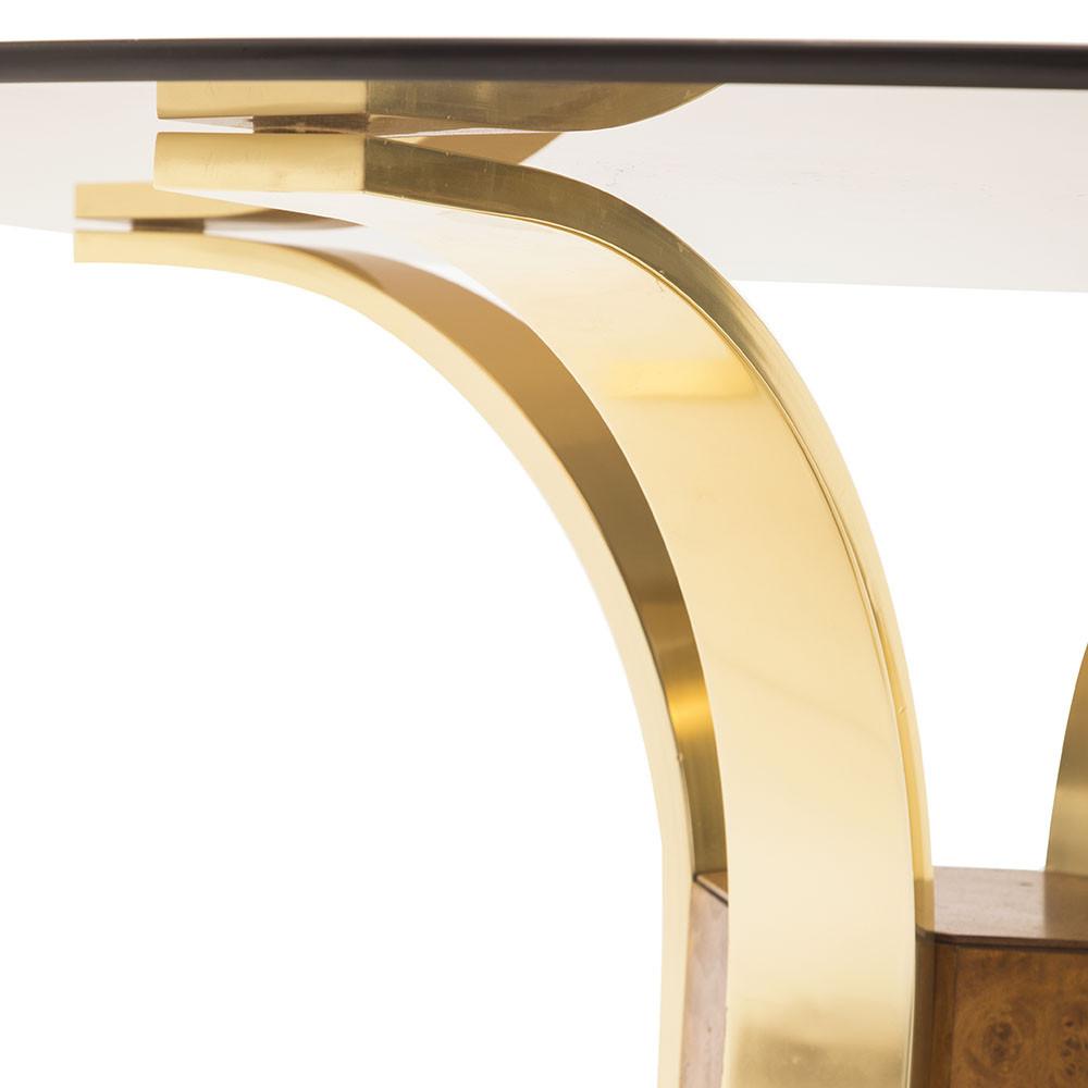 Round Glass Top Dining Table with Brass Base