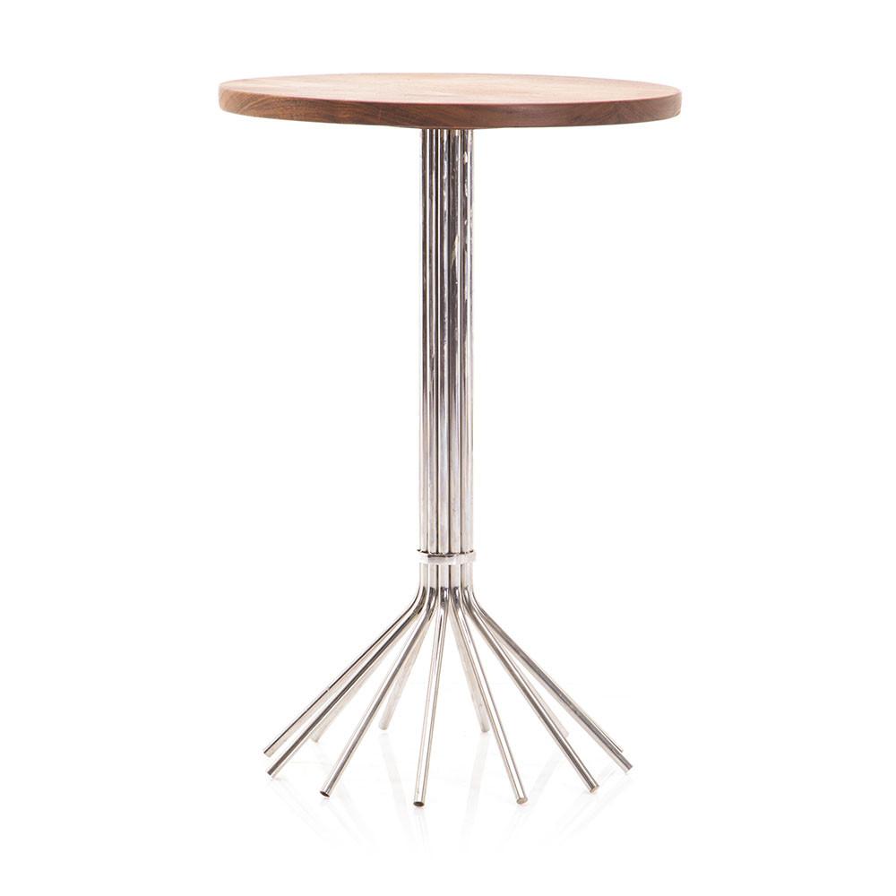 Wood & Chrome Deco Side Table