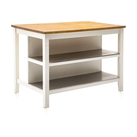 White & Wood Top Kitchen Island