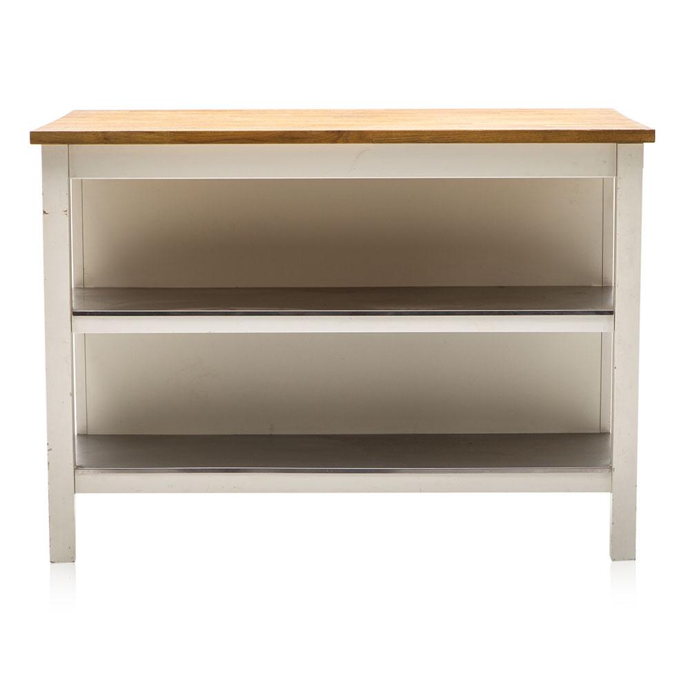 White & Wood Top Kitchen Island