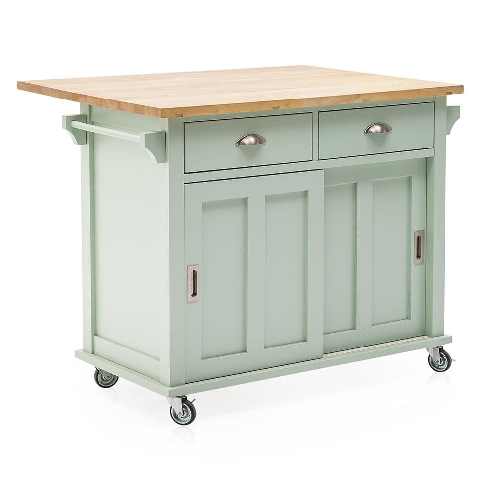 Turquoise Mint Wood Kitchen Island