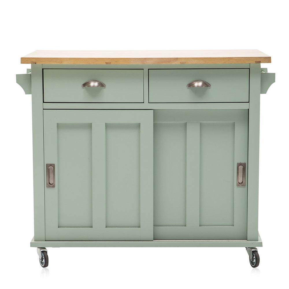 Turquoise Mint Wood Kitchen Island