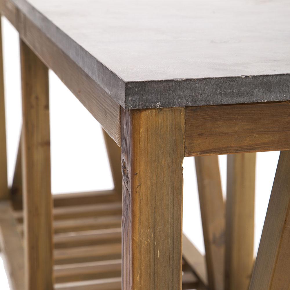 Heavy Grey Marble Top Wood Console