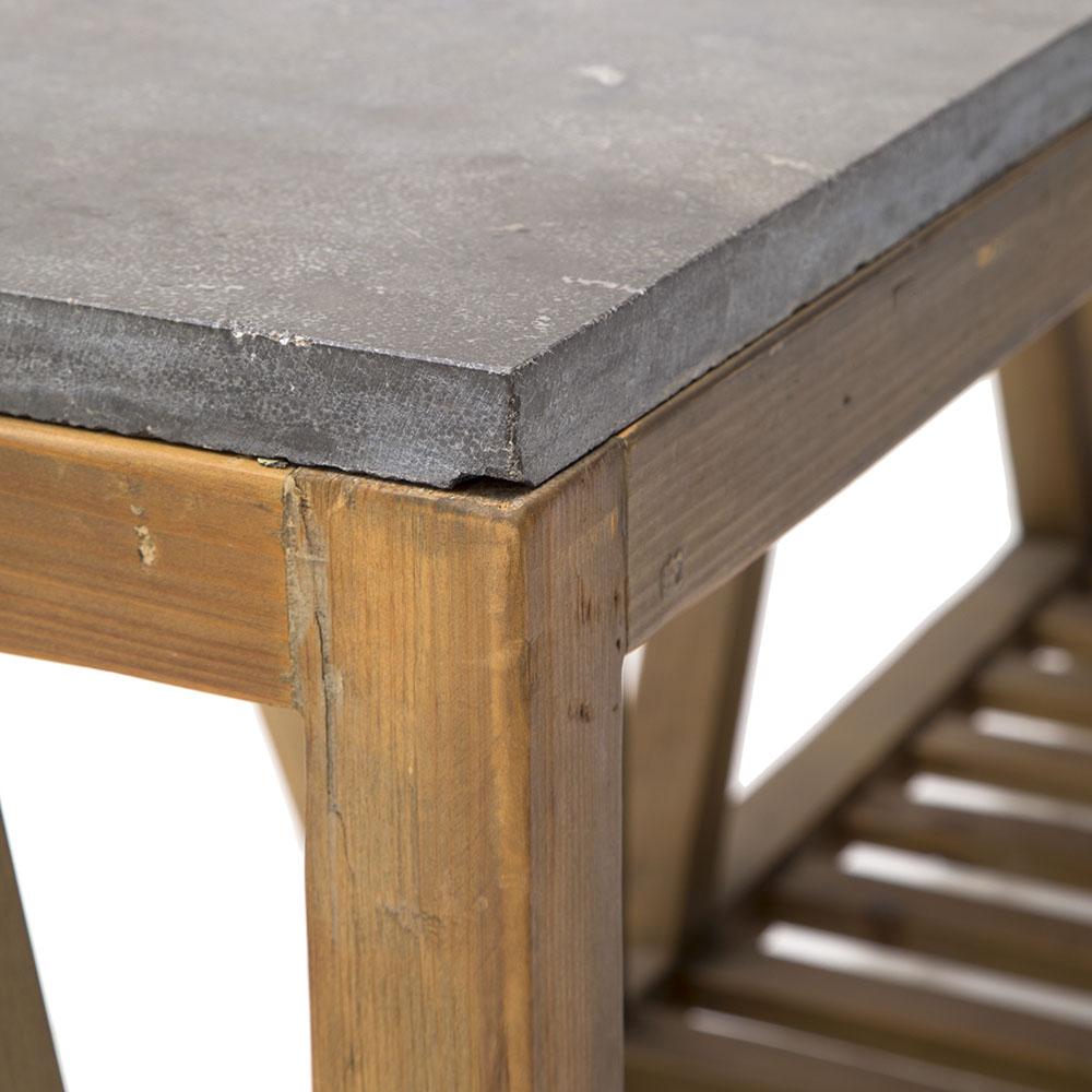 Heavy Grey Marble Top Wood Console