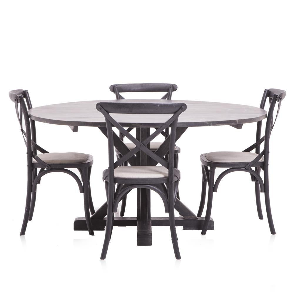 Round Black Wood Farmhouse Table