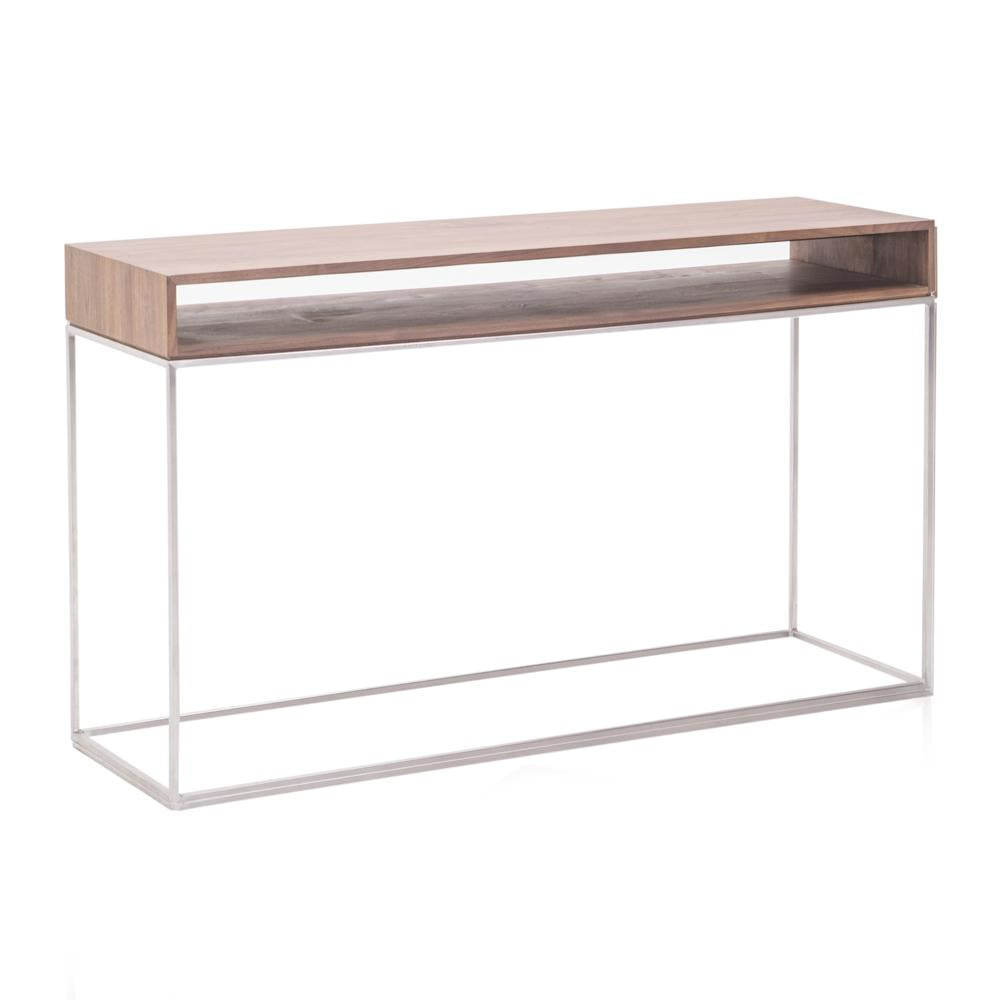 Wood Console Table with Chrome Frame