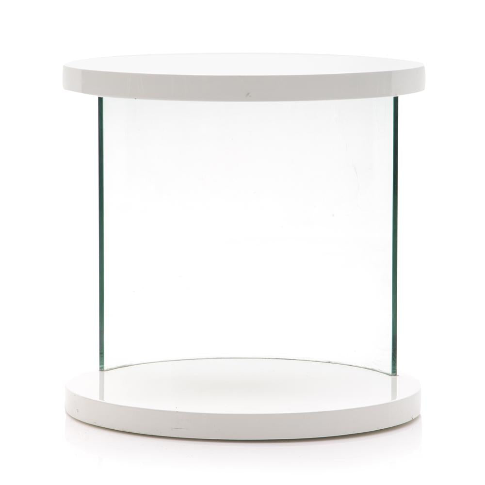 White Glass Moon Side Table