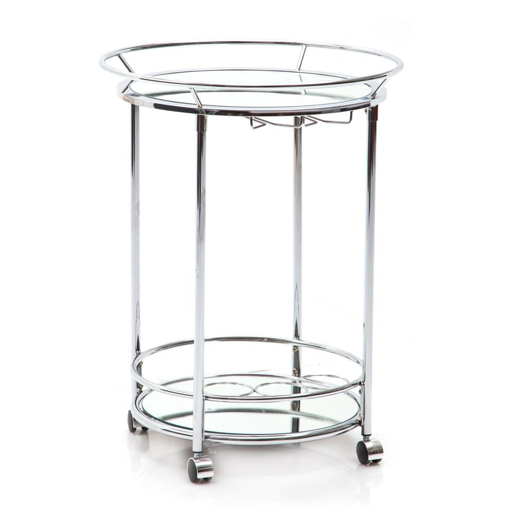 Chrome Round Rolling Bar Cart