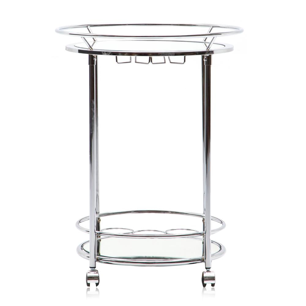 Chrome Round Rolling Bar Cart