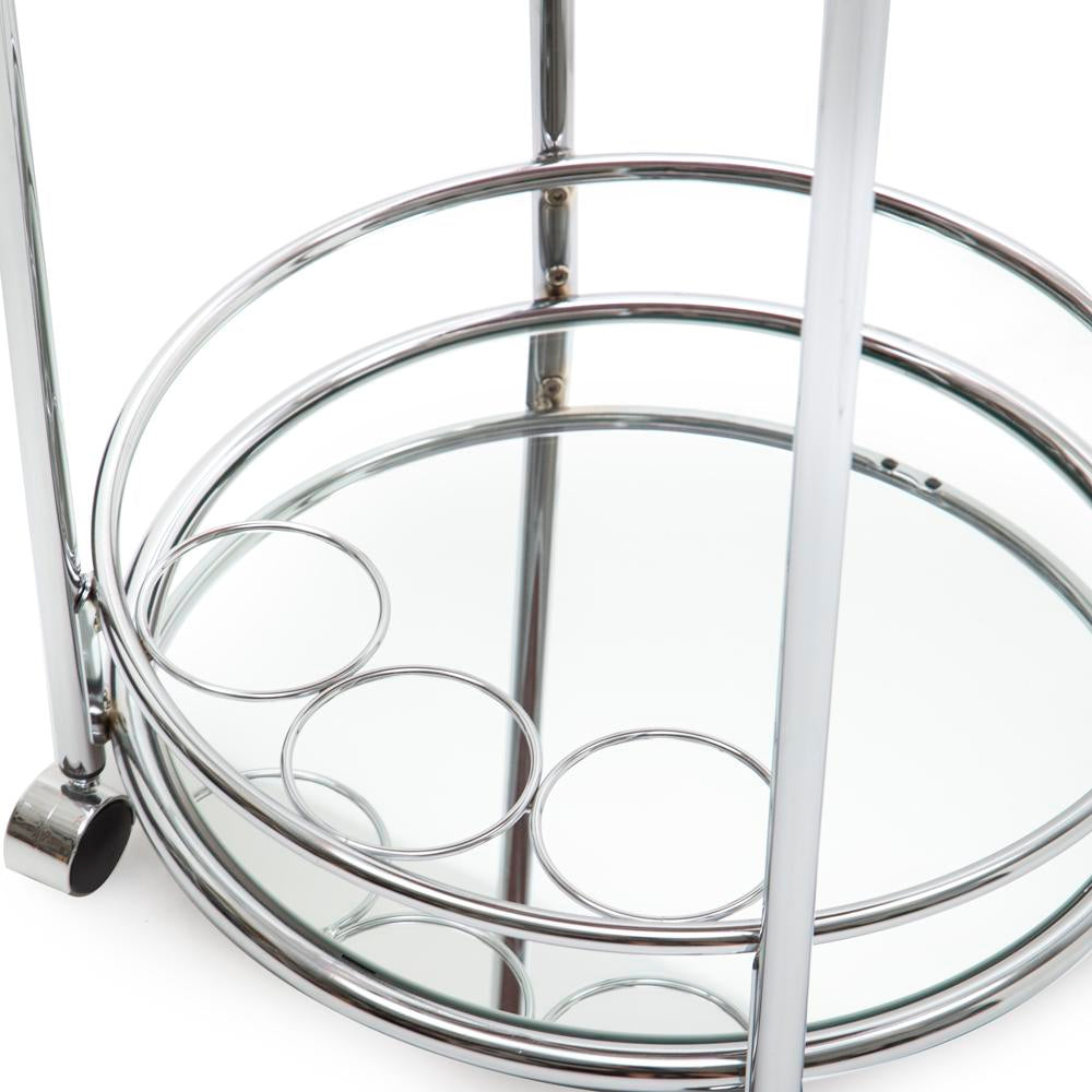 Chrome Round Rolling Bar Cart