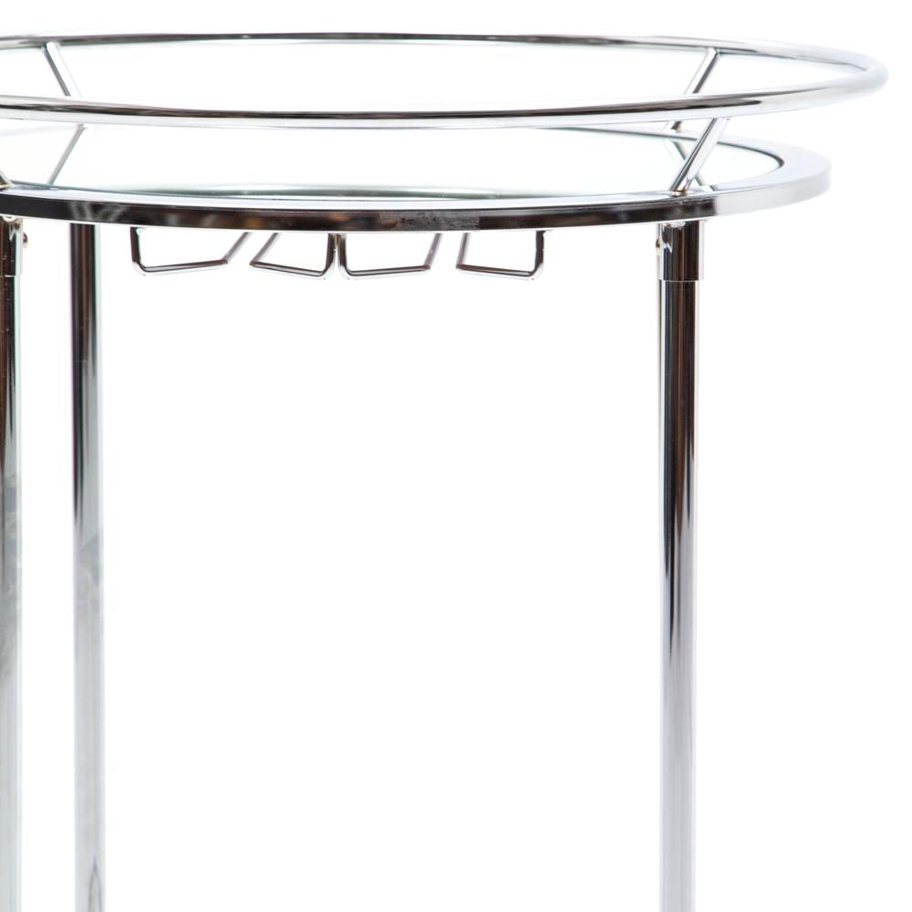 Chrome Round Rolling Bar Cart