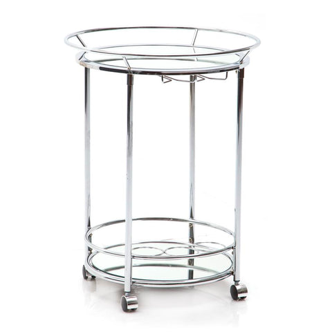 Chrome Round Rolling Bar Cart