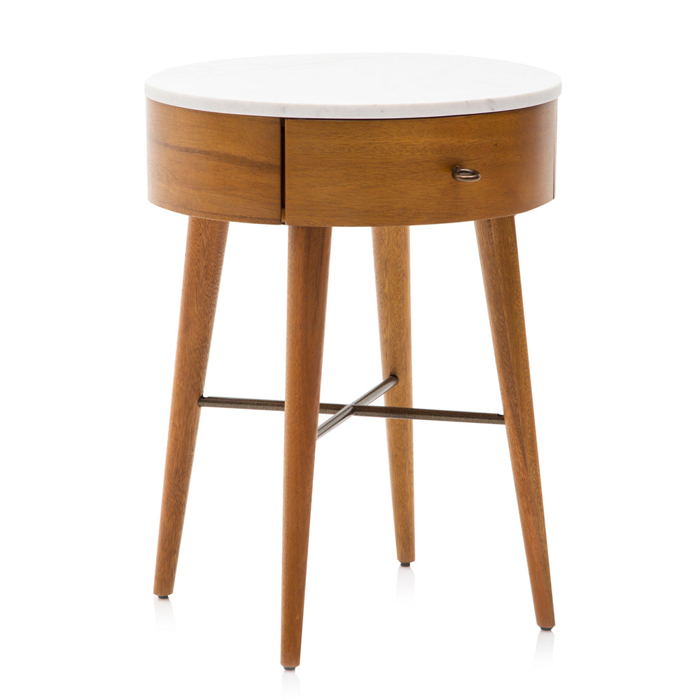 Marble Wood End Table