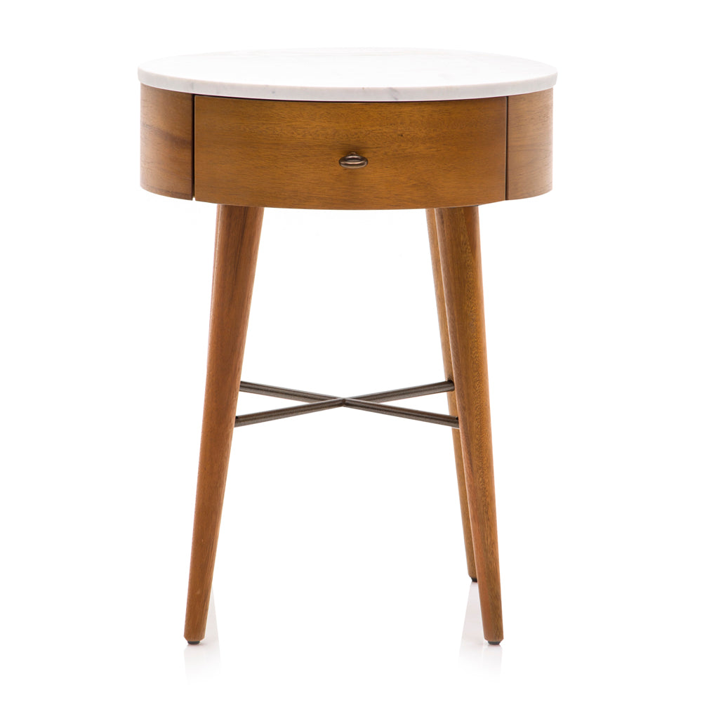 Marble Wood End Table