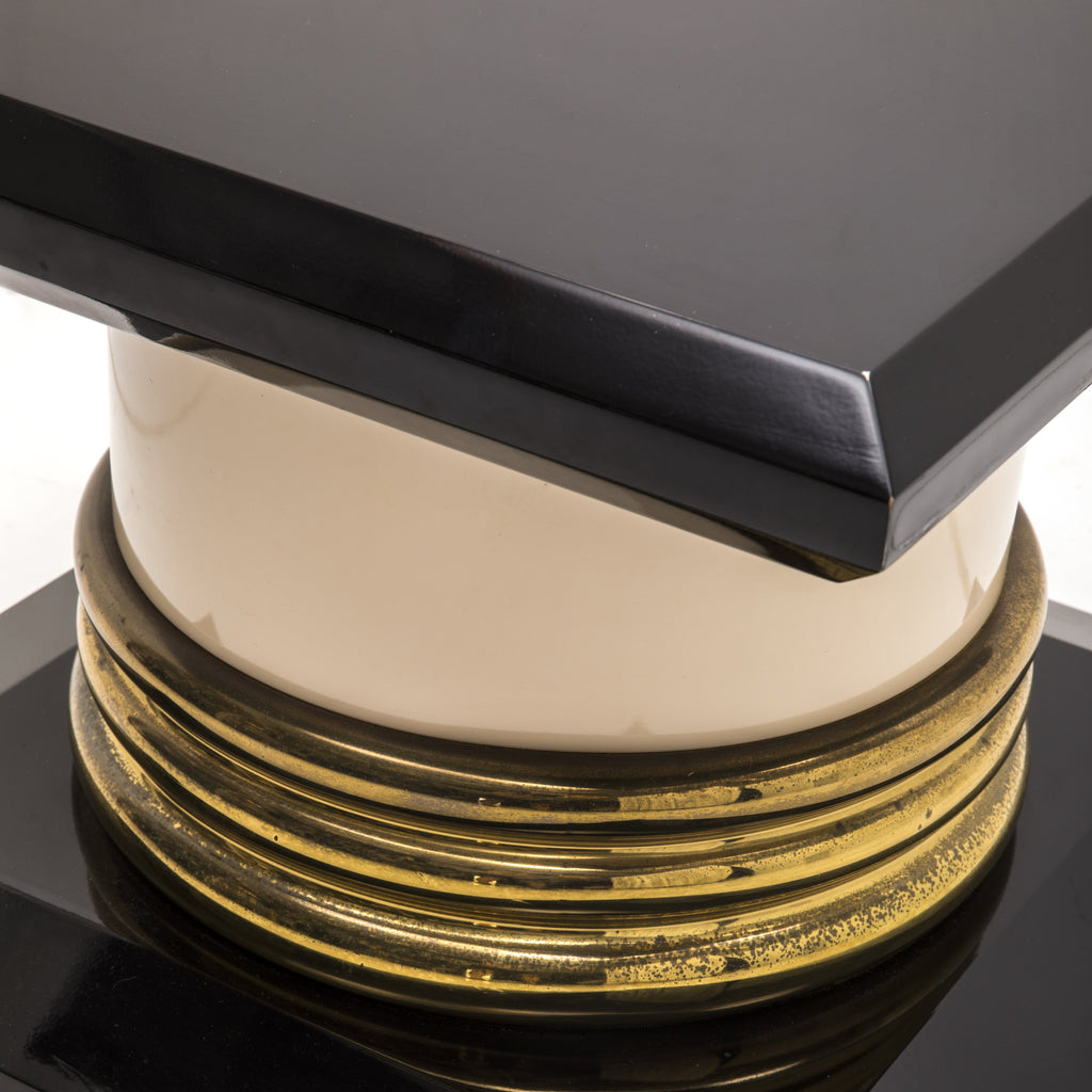 Black Gold Cream Deco Wide Column Pedestal