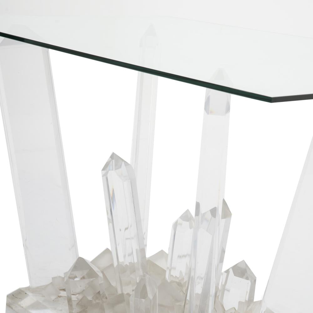 Glass Jagged Crystal Base Console Table
