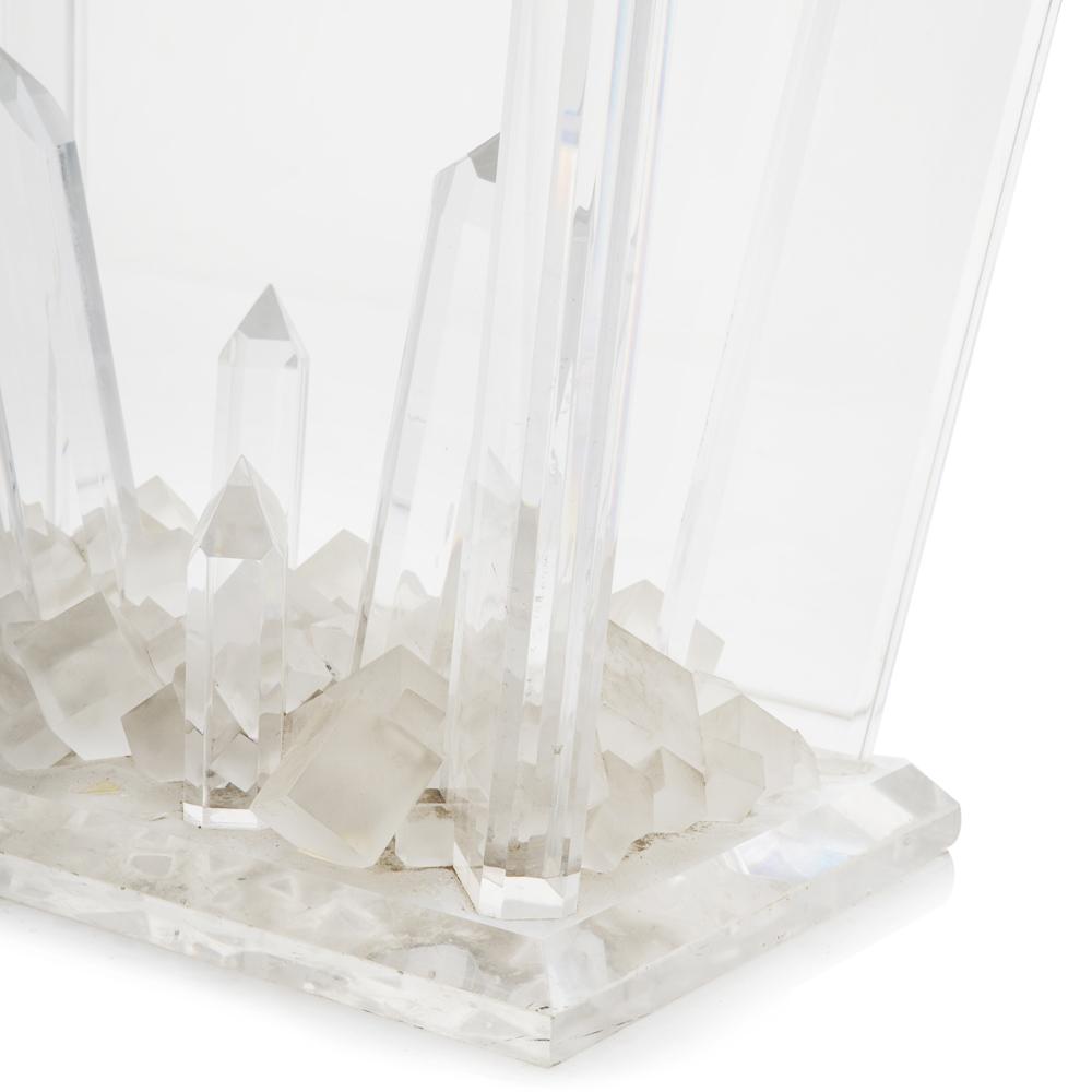 Glass Jagged Crystal Base Console Table