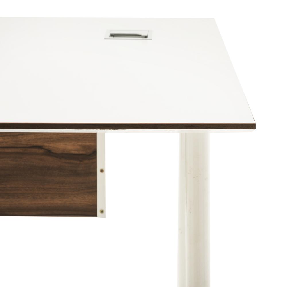 White Metal Modern Office Desk with Wood Panel