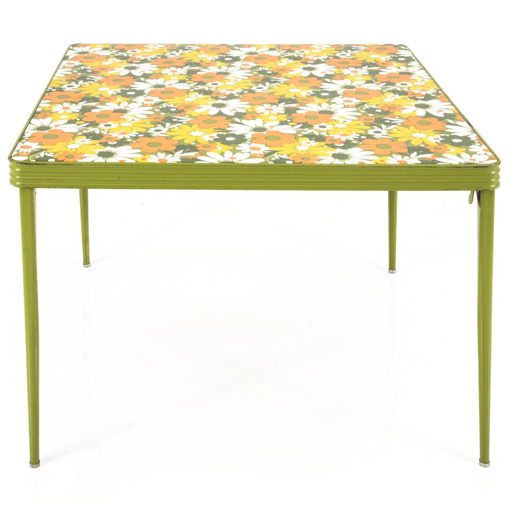 Green Floral Square Card Table