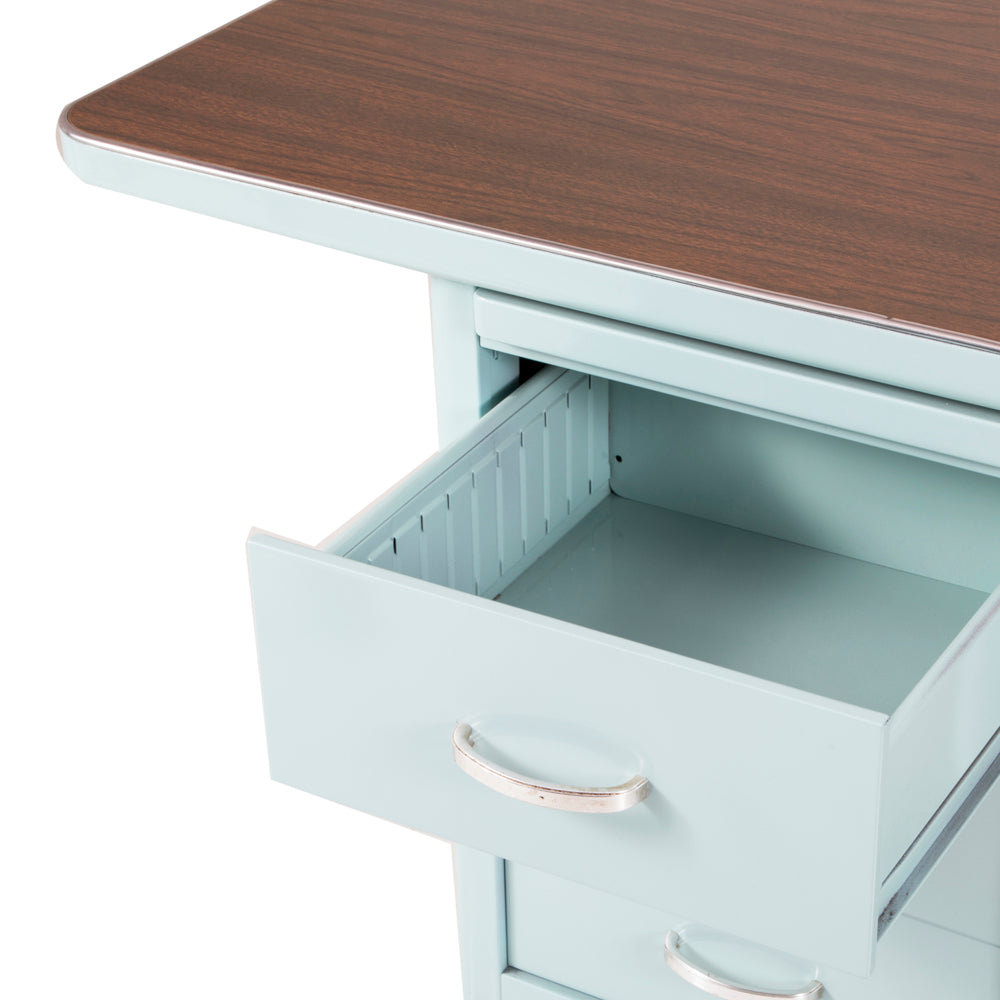 Light Blue Metal Tanker Desk