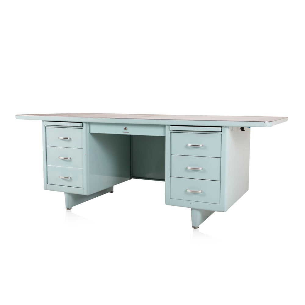 Light Blue Metal Tanker Desk