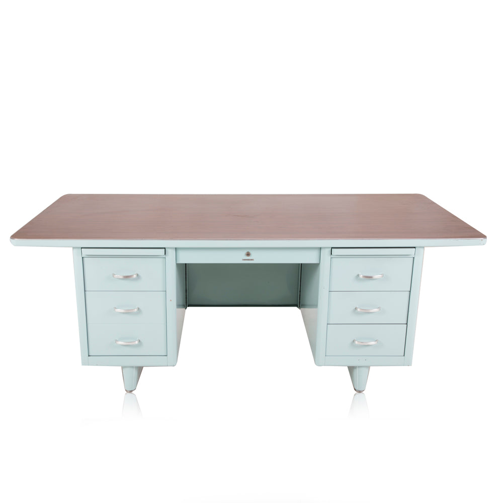 Light Blue Metal Tanker Desk