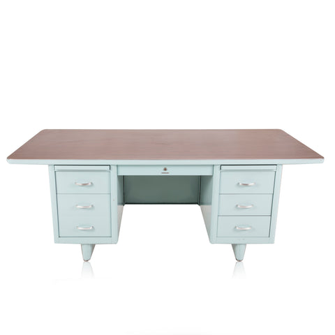 Light Blue Metal Tanker Desk